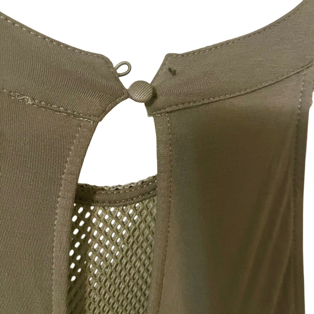 NWOT POL Olive Green Mesh Detail Tank Top - Button Missing Sz S - Picture 7 of 9